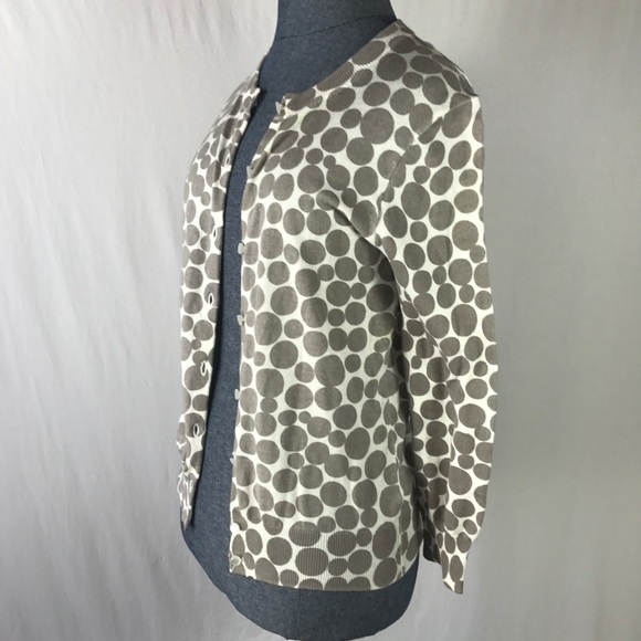 J. Crew Grey & White Polkadot Cardigan Small - Picture 6 of 8